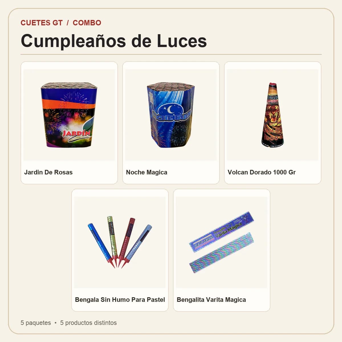 Productos incluidos en Cumpleaños de Luces
