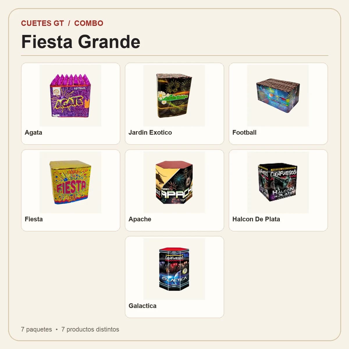 Productos incluidos en Fiesta Grande