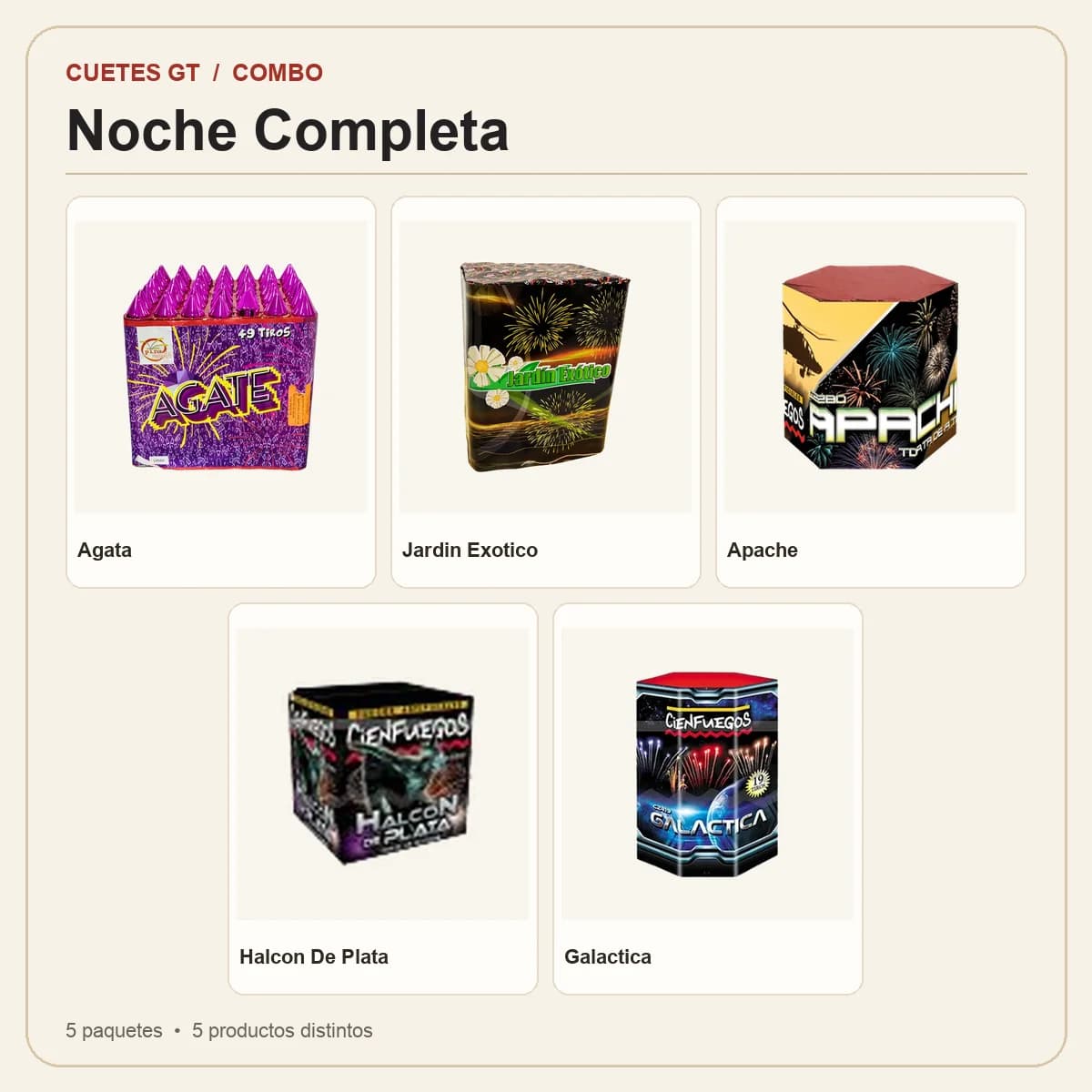 Productos incluidos en Noche Completa