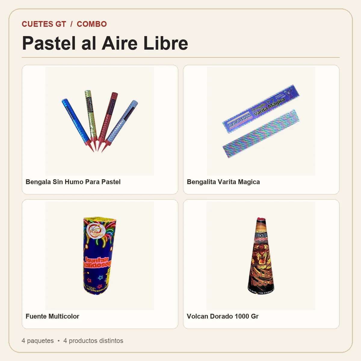 Productos incluidos en Pastel al Aire Libre