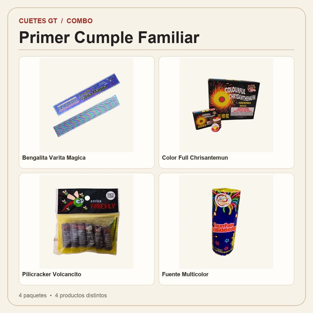 Productos incluidos en Primer Cumple Familiar