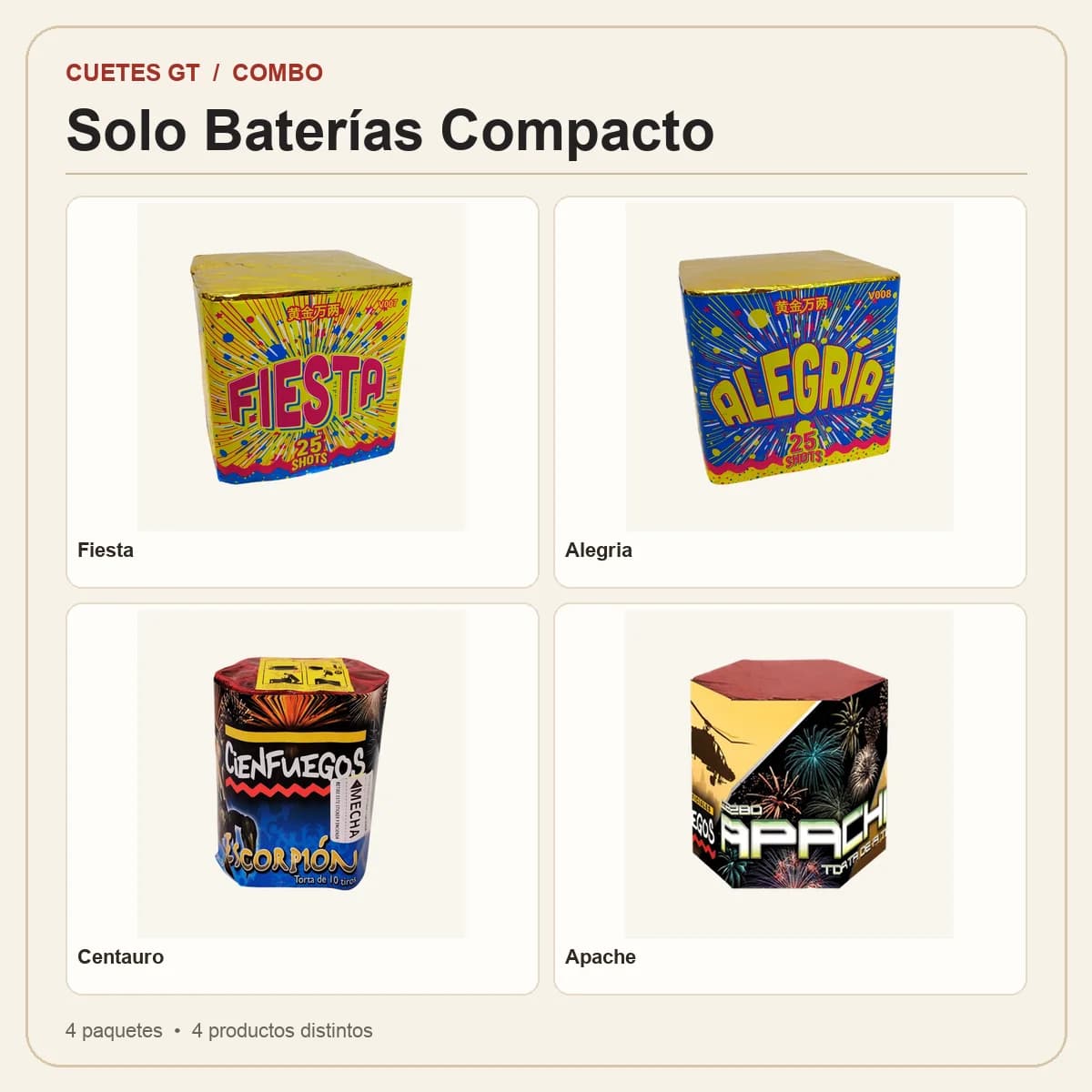 Productos incluidos en Solo Baterías Compacto