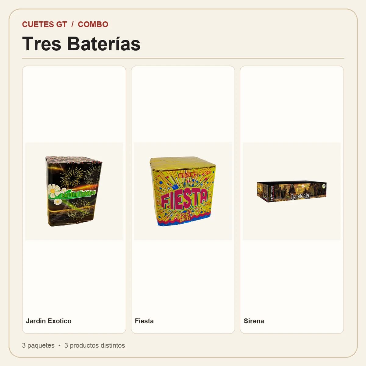 Productos incluidos en Tres Baterías