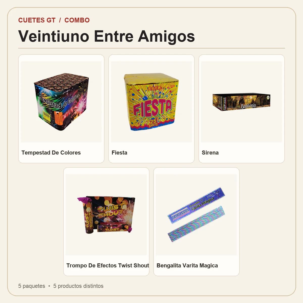 Productos incluidos en Veintiuno Entre Amigos
